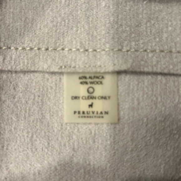 Peruvian Connection 60% Alpaca / 40% Wool, Long Cream Sweater Coat Size 18 - Picture 7 of 7